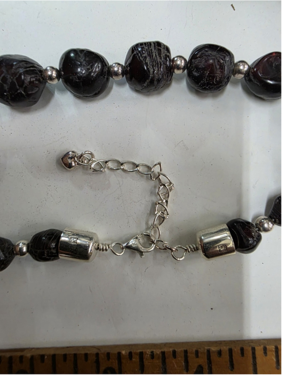 Mine Finds by Jay King Jewelry - Jay King Mine Finds DTR Sterling Rough Garnet Nugget Ball Bead Necklace 20” 69